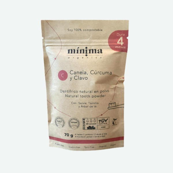Dentífrico en polvo de Canela, Clavo y Cúrcuma 100% natural