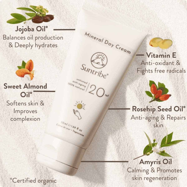 Crema de Día Mineral Ecológica SPF 20 sin Tinte – Suntribe